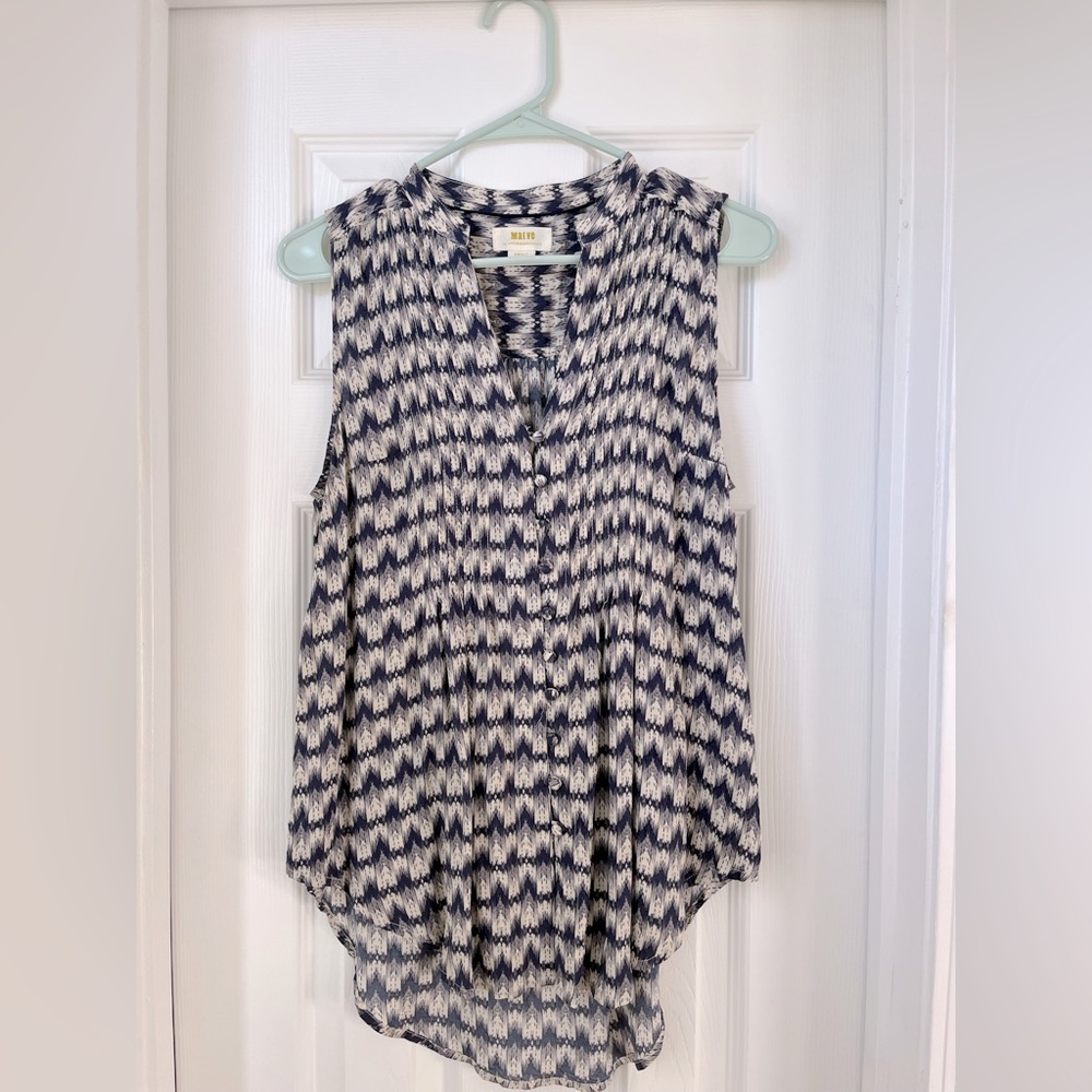 Maeve (Anthropologie) tunic top, blue ikat, small